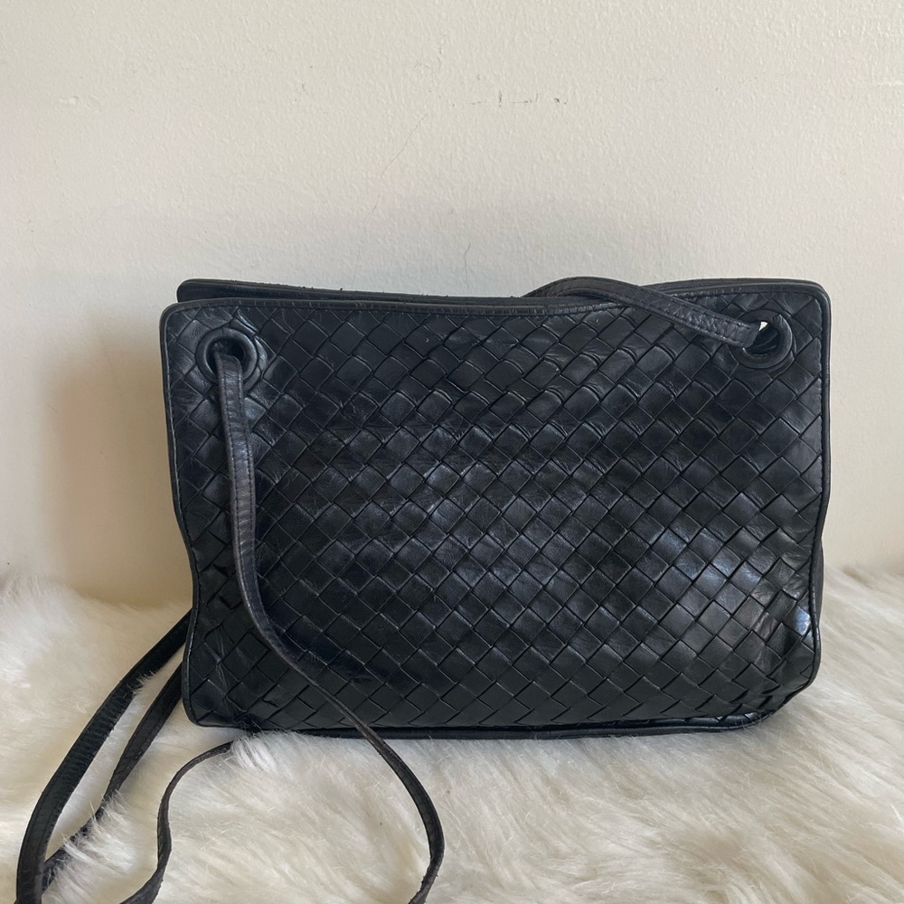 Bottega Veneta Black Woven Shoulder Bag